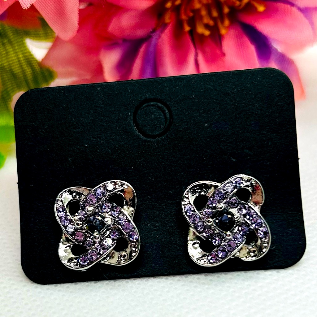 Amethyst Earrings White Gold Plated Amethyst Earrings White Gold Plated